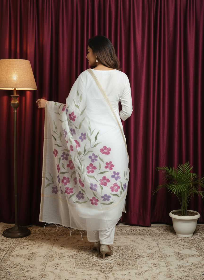 Lavender floral dupatta