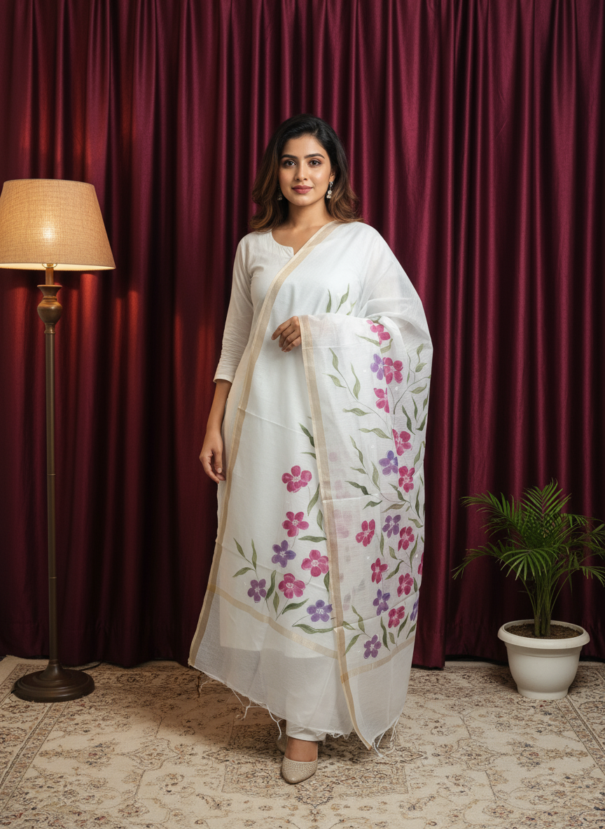 Lavender floral dupatta
