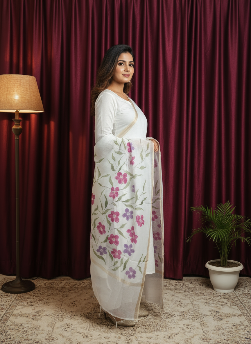 Lavender floral dupatta