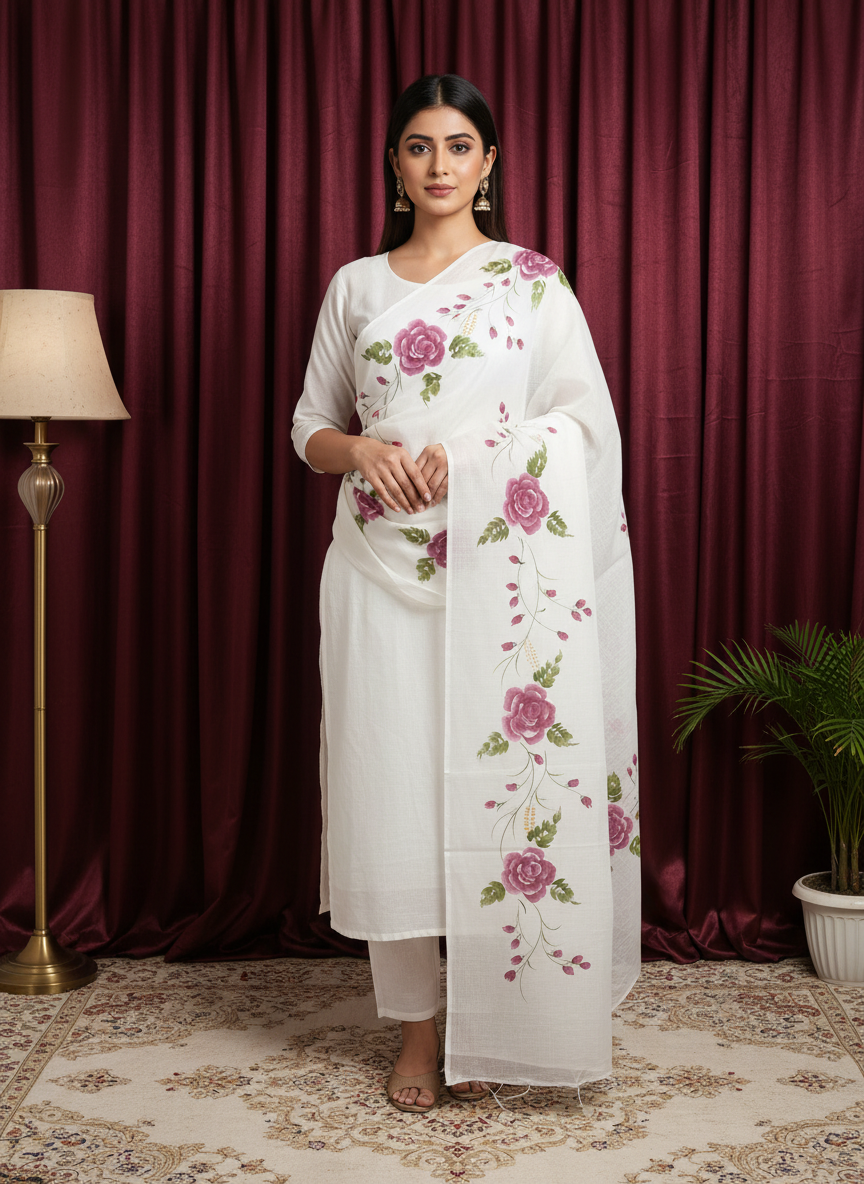 Pink Petal Cotton dupatta