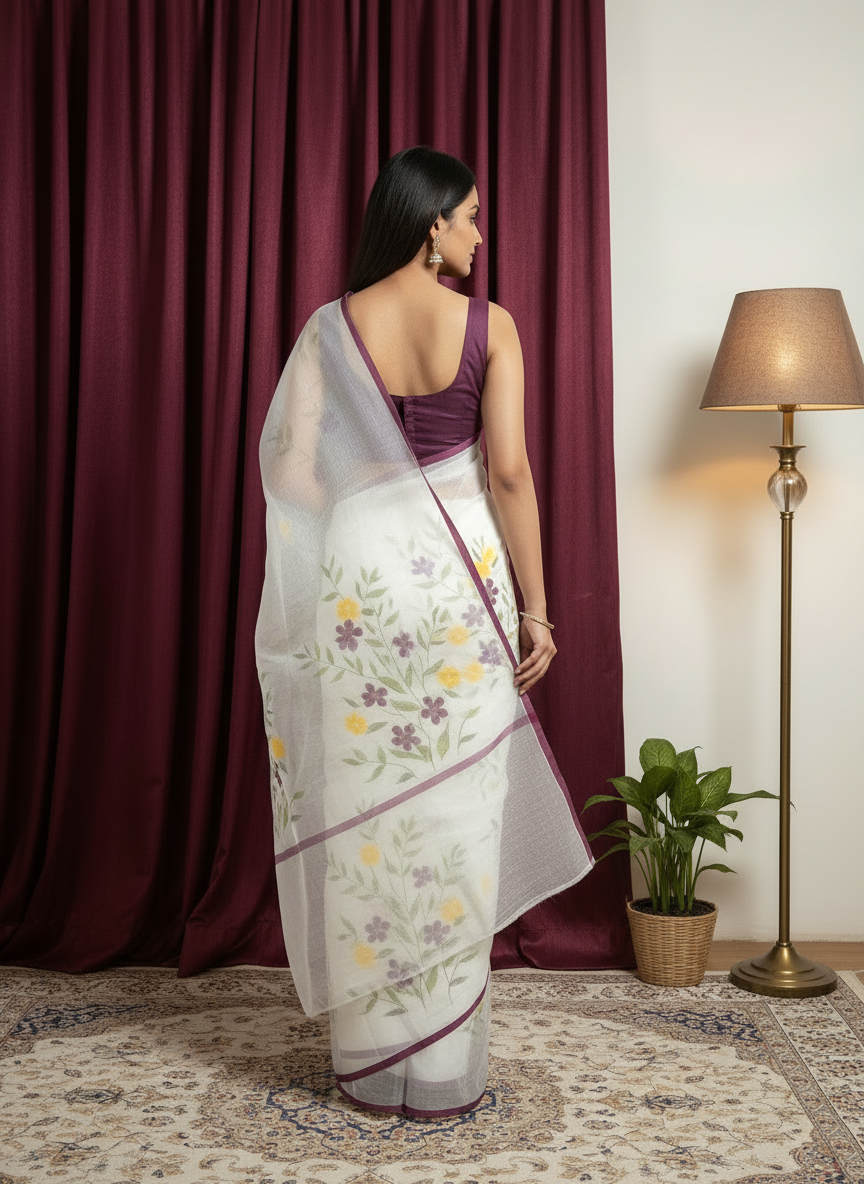 White Kota saree