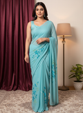 Ocean Bloom Georgette Saree