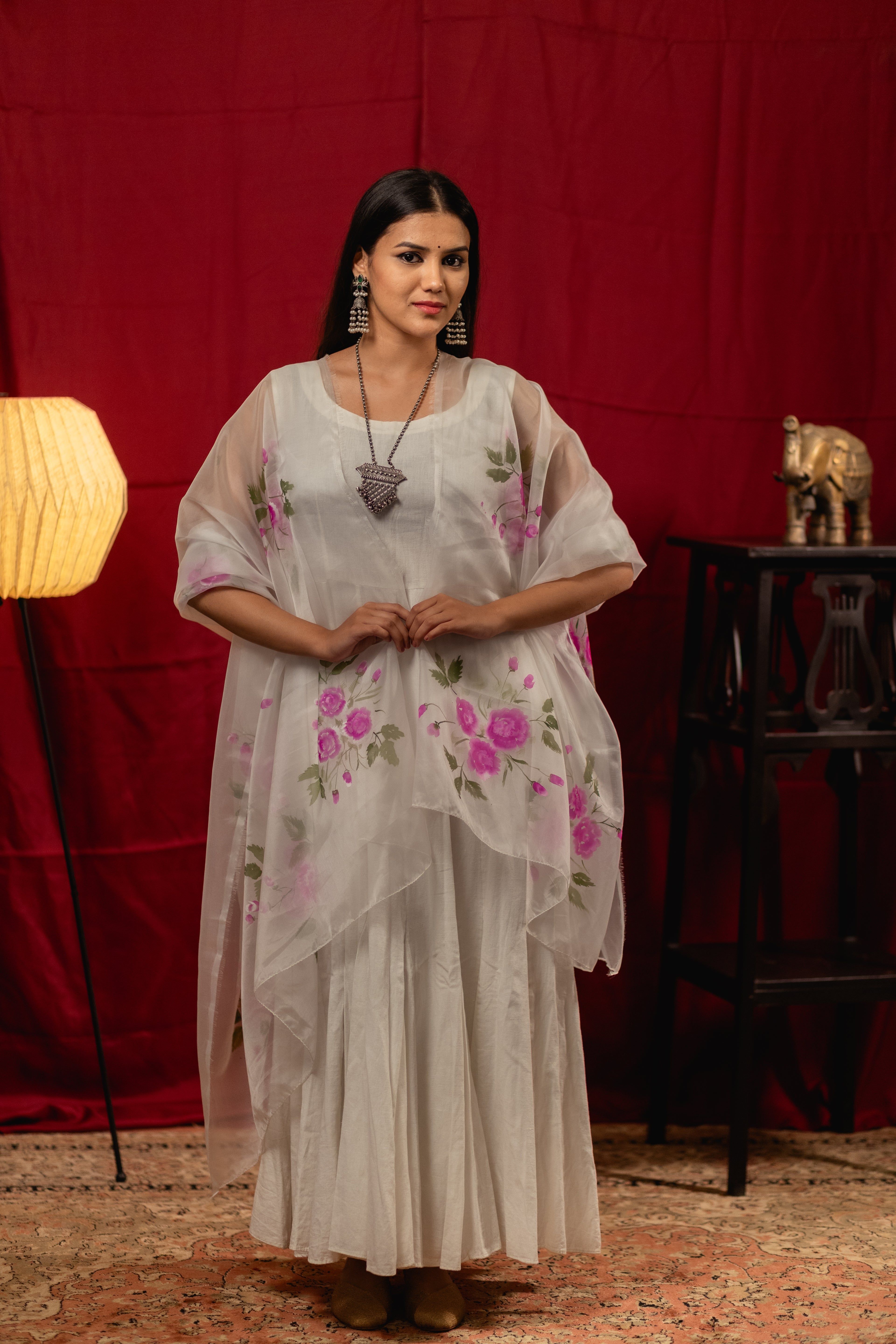 Rosey Pink Floral Dupatta