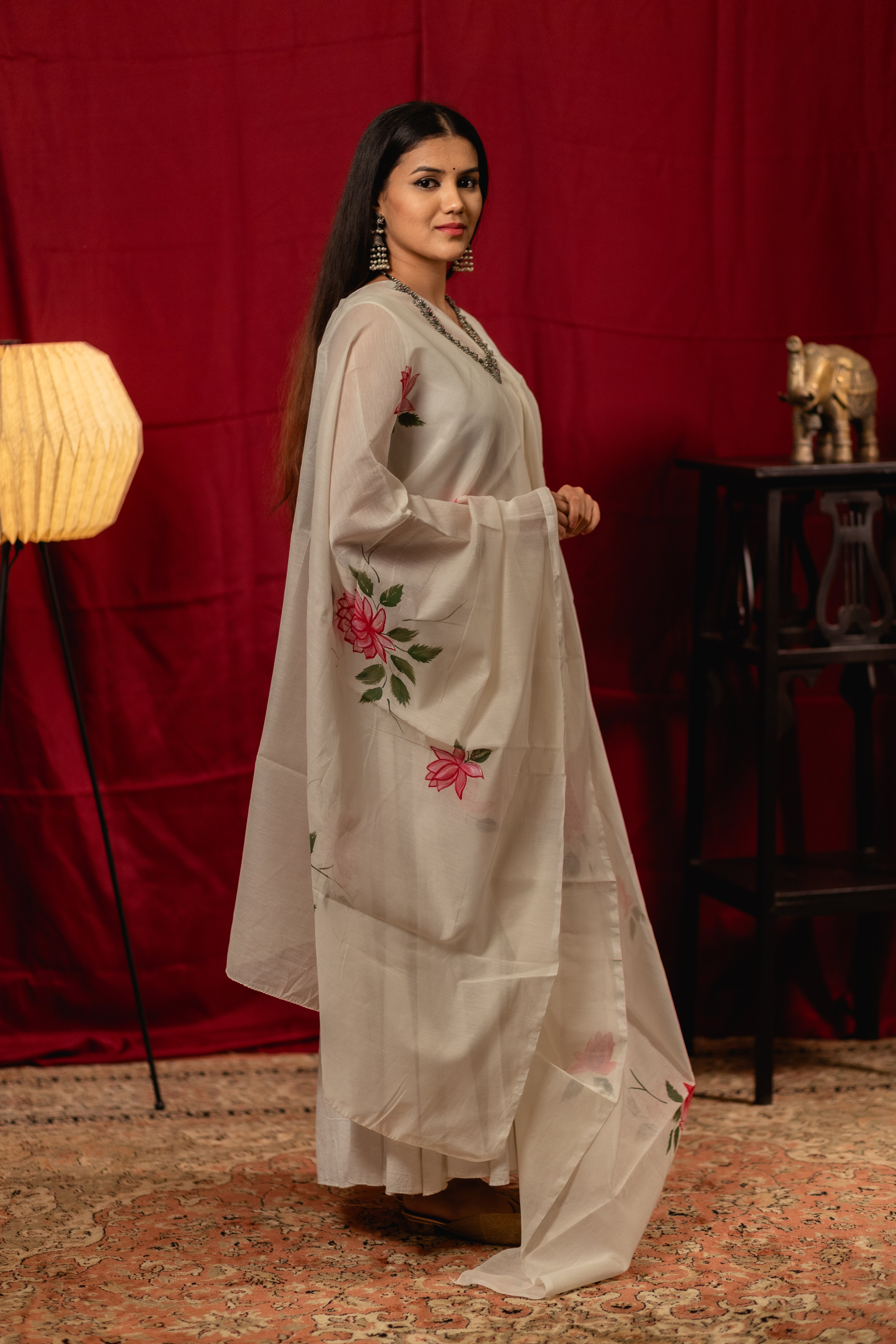 lotus red dupatta