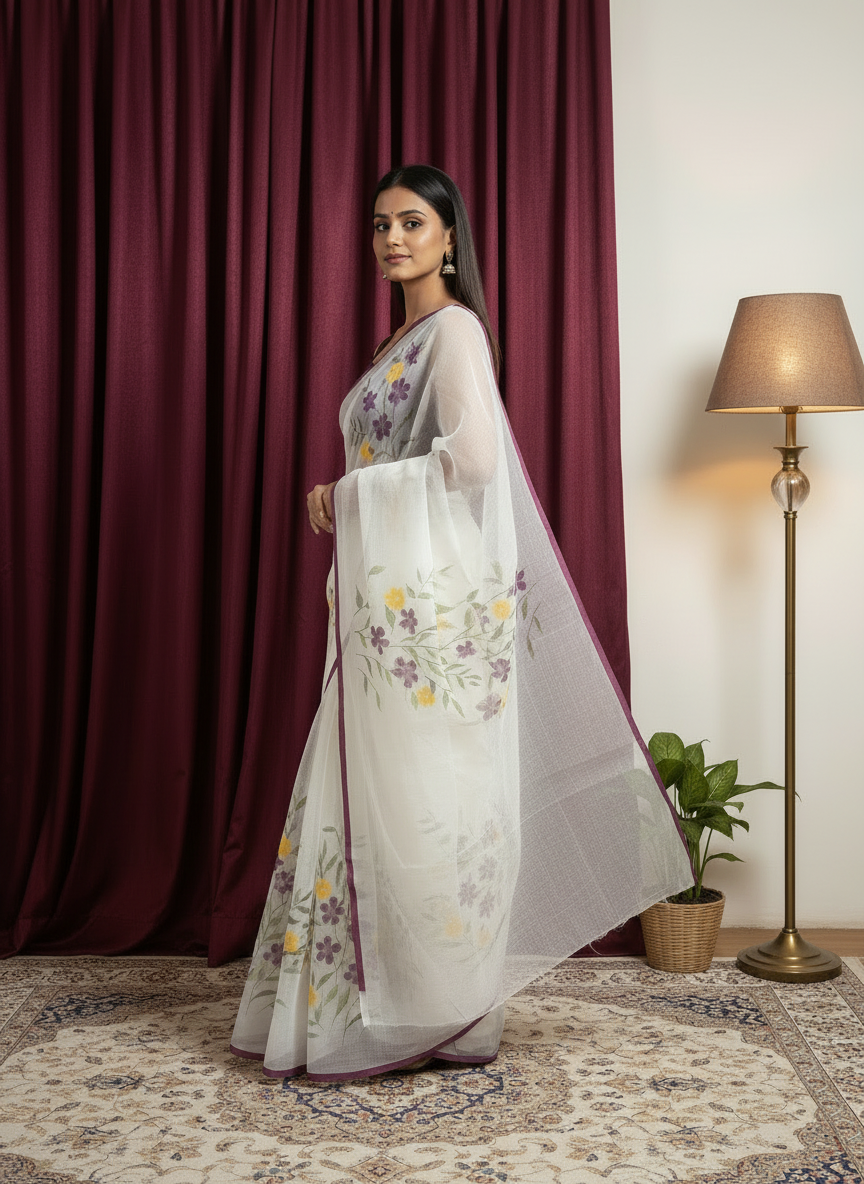 White Kota saree