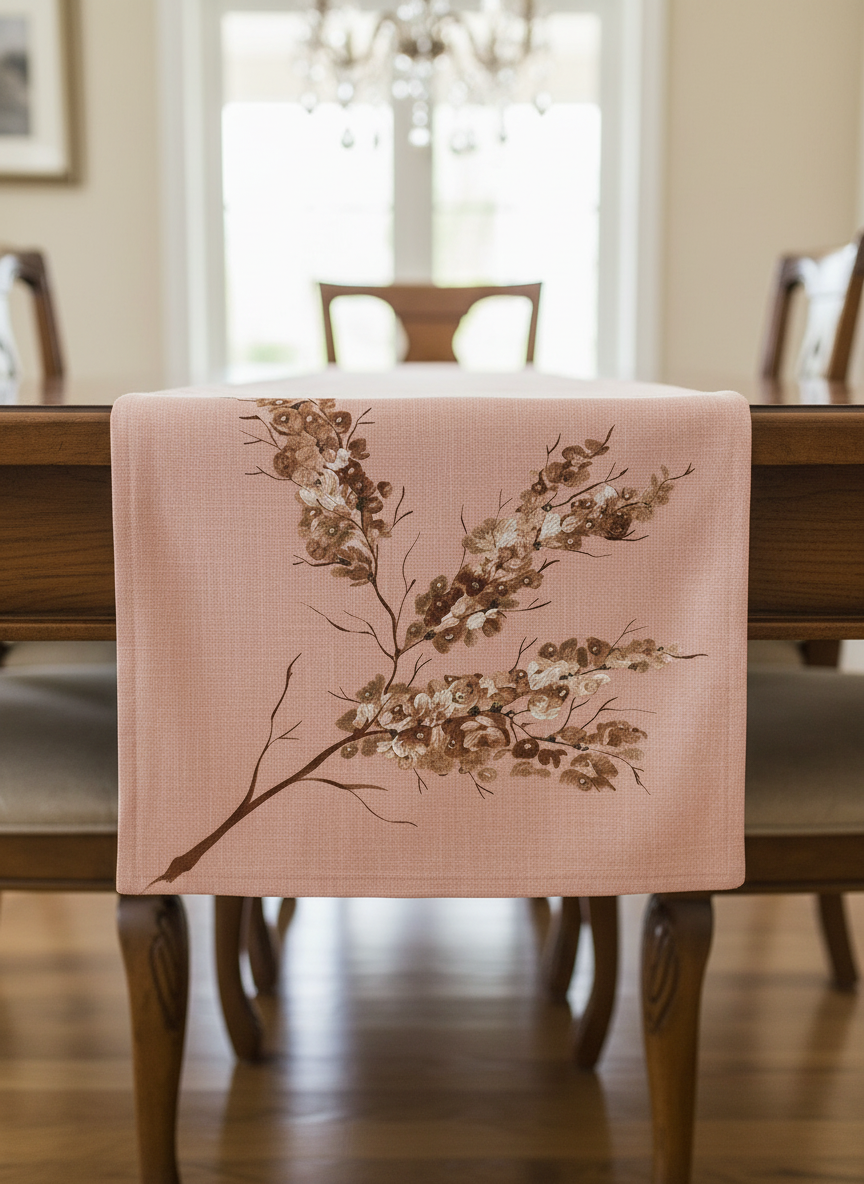 Onion Pink Hand-Painted Design Table Runner