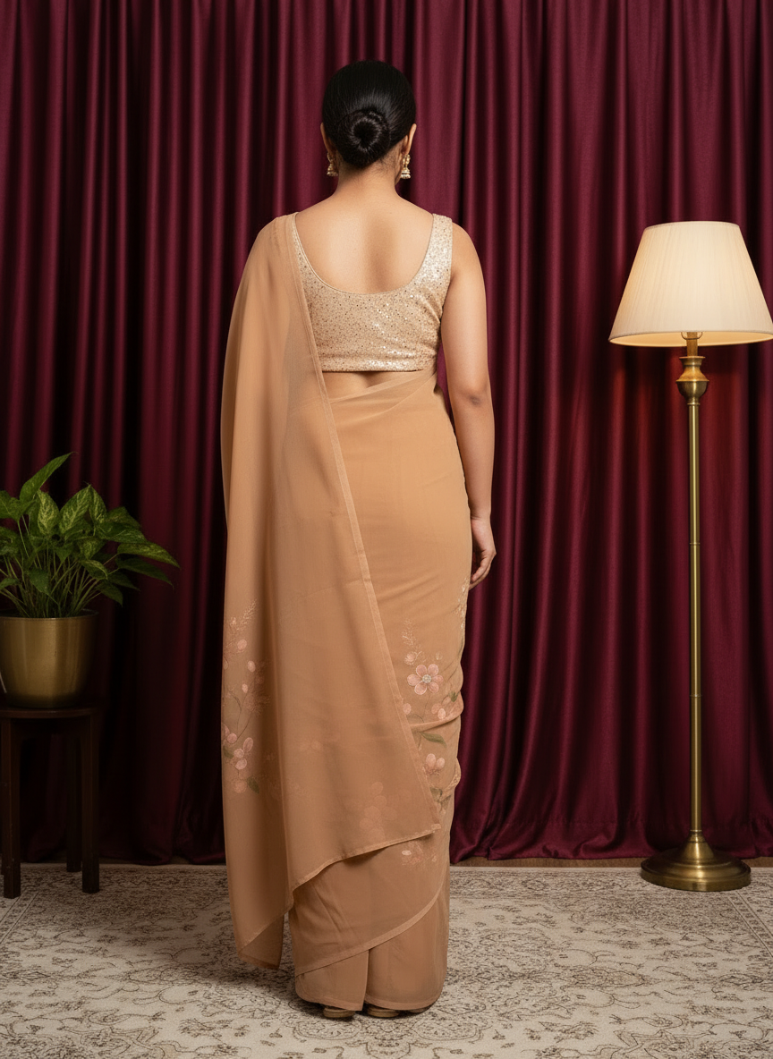 Brown color georgette Saree..