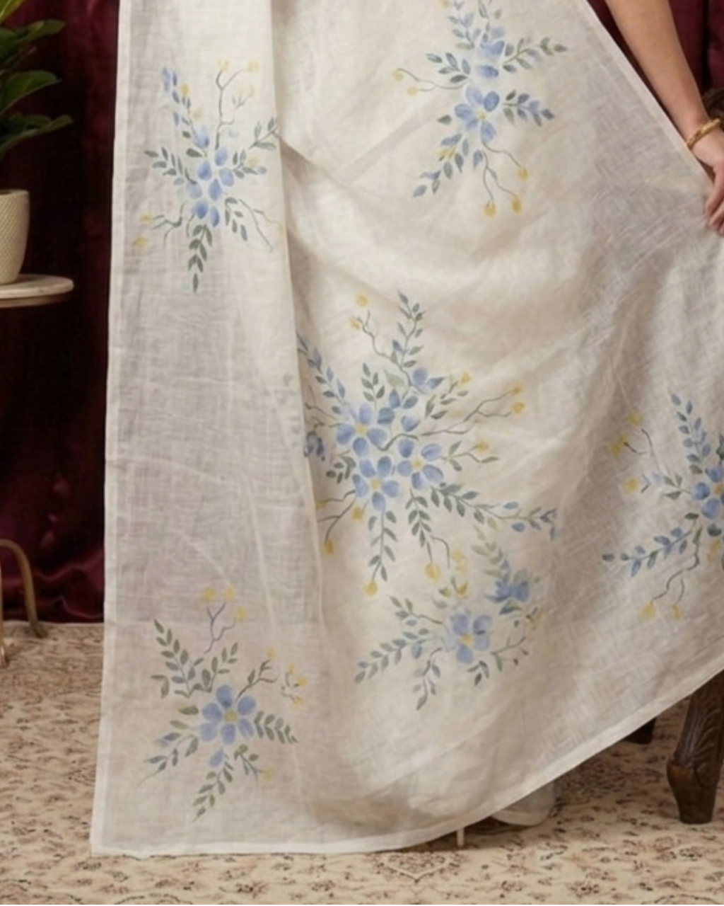 Pearl Grace – White Kota Saree
