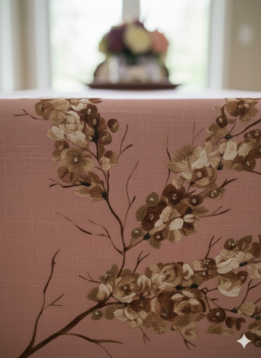 Onion Pink Hand-Painted Design Table Runner