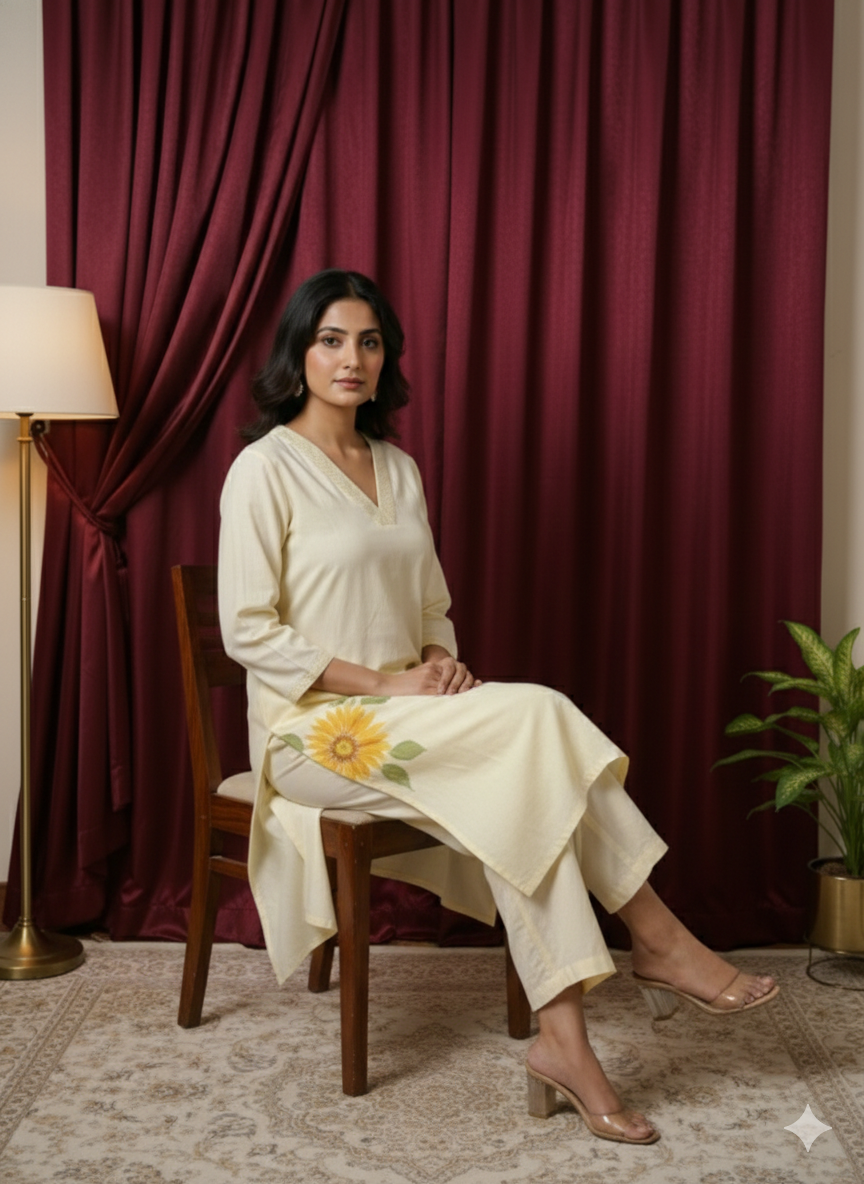 Classic Cream cotton Kurta