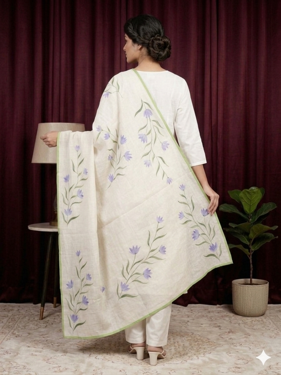 Lavender Bloom Cotton Dupatta