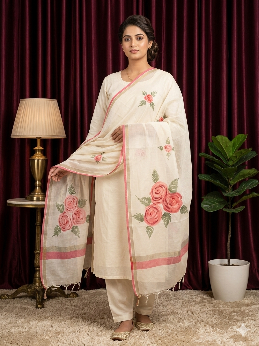 Rose Petal Cotton Dupatta