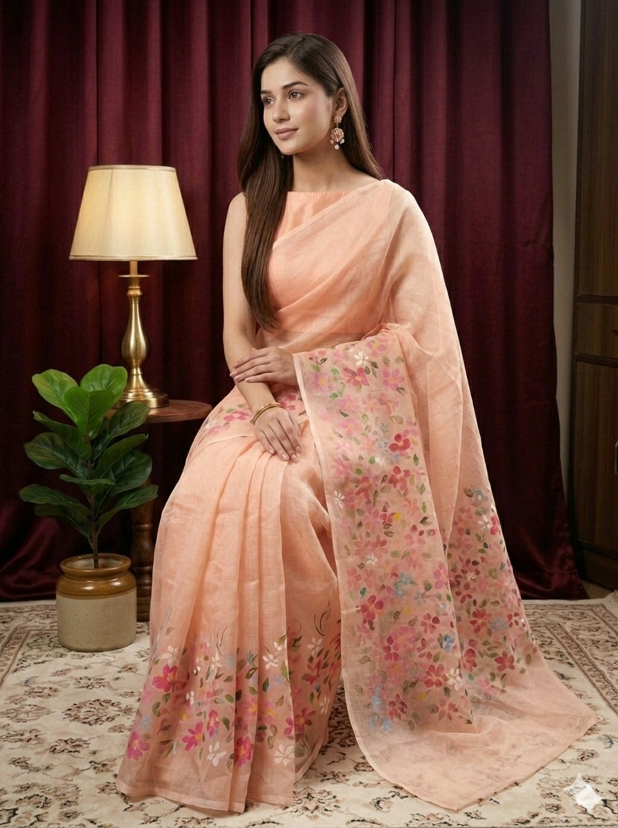 Peach Color Kota Saree