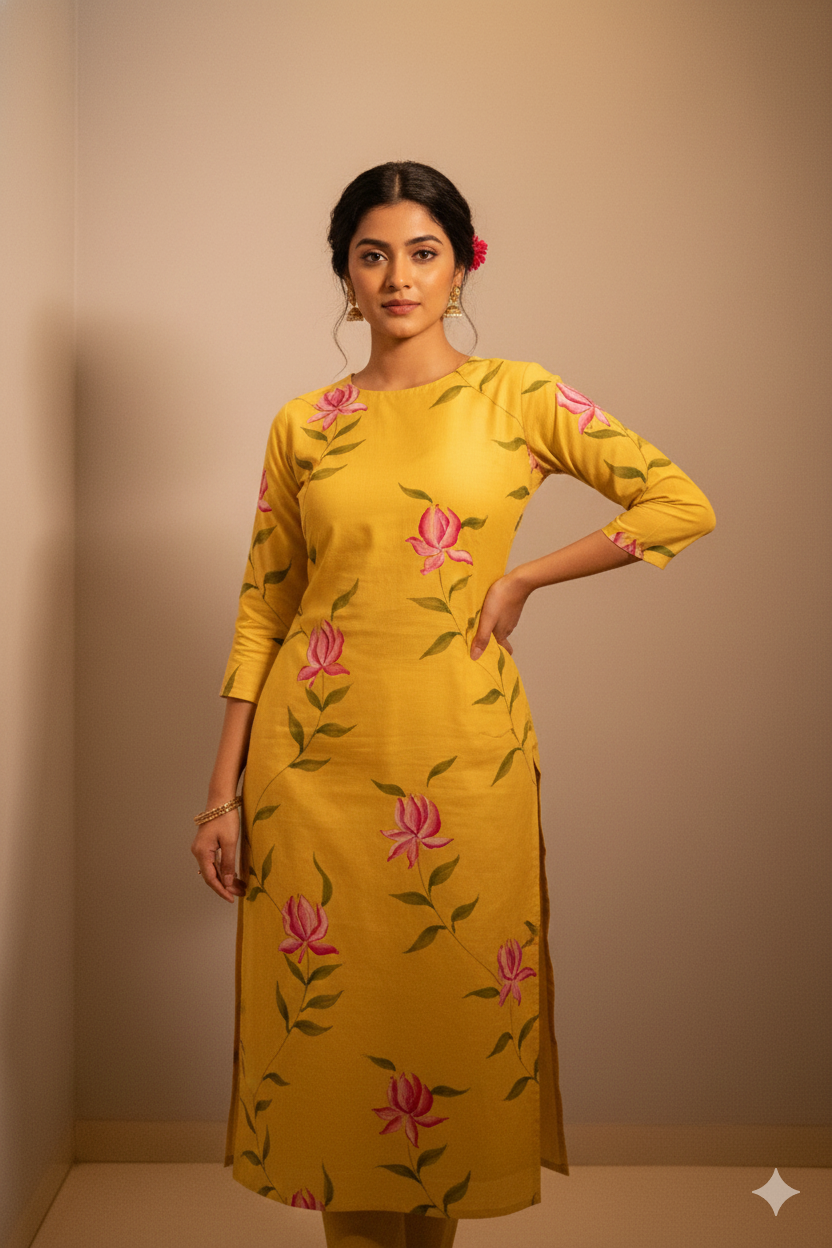 Cotton Yellow Kurti
