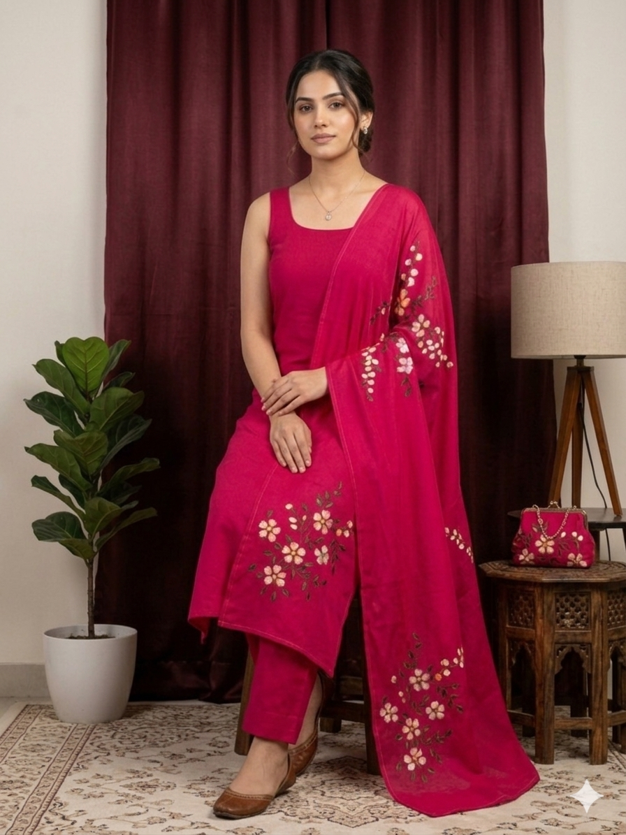 Velvet Rose Italian Crepe Dupatta