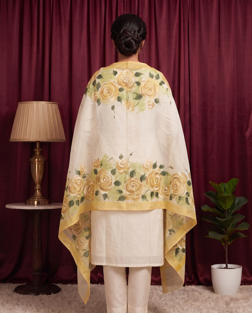 Sunflower Whisper hand painted Dupatta