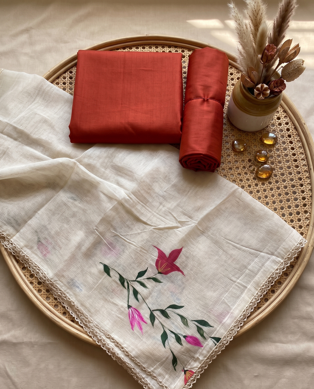 Sunset Bloom  Hand-paint kurta set (Unstitched)