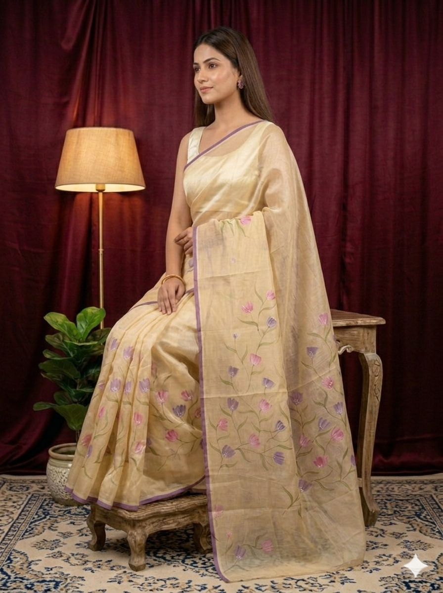 Sand Dune Elegance – Beige Kota Saree