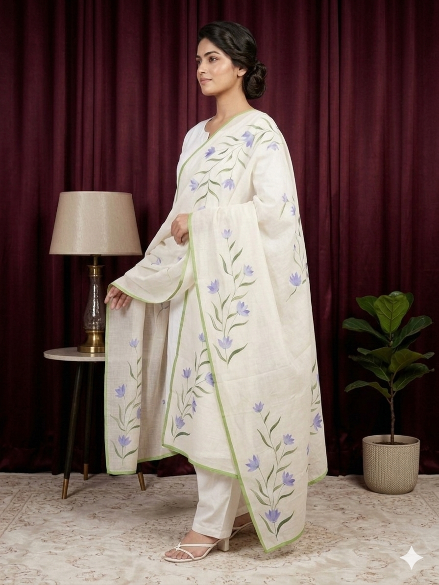 Lavender Bloom Cotton Dupatta