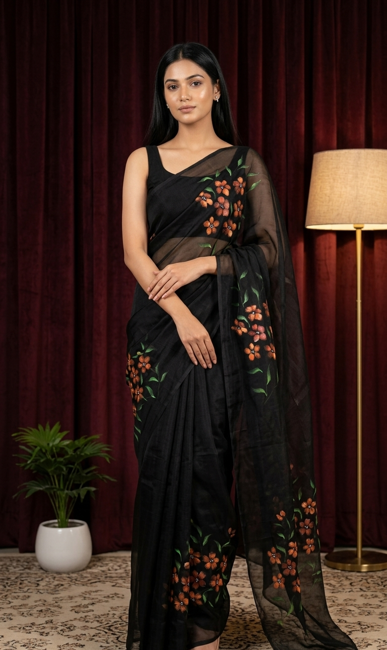 Royal Shine Black Kota Saree