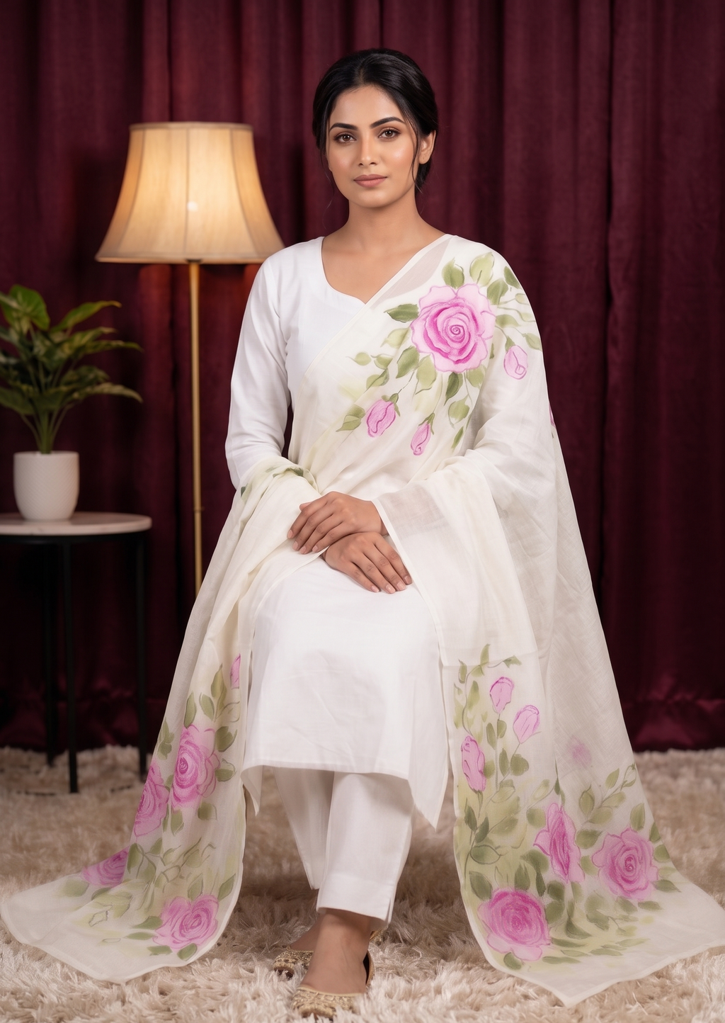 Ivory Rose Elegance Dupatta