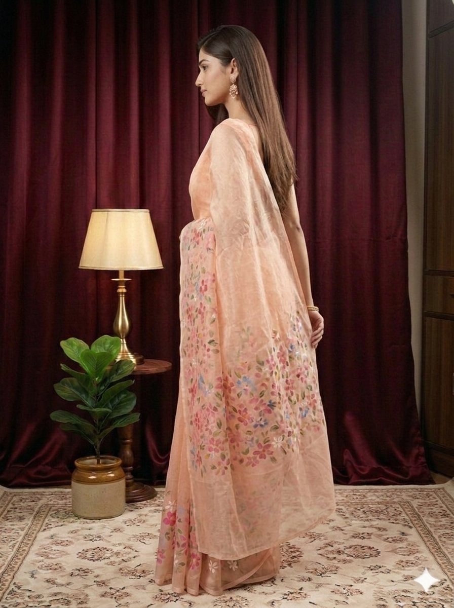 Peach Color Kota Saree