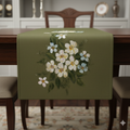 Olive Green Hand-Painted Table Runner — Premium Home Décor