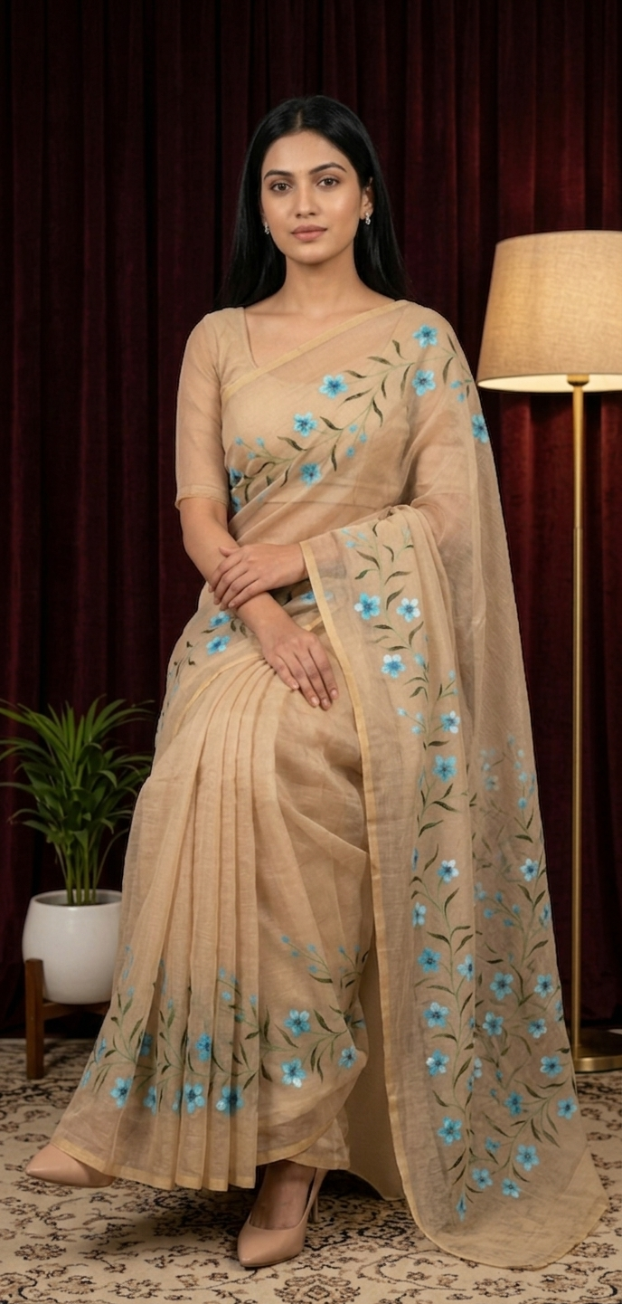 Kota Bluebell Beige Saree