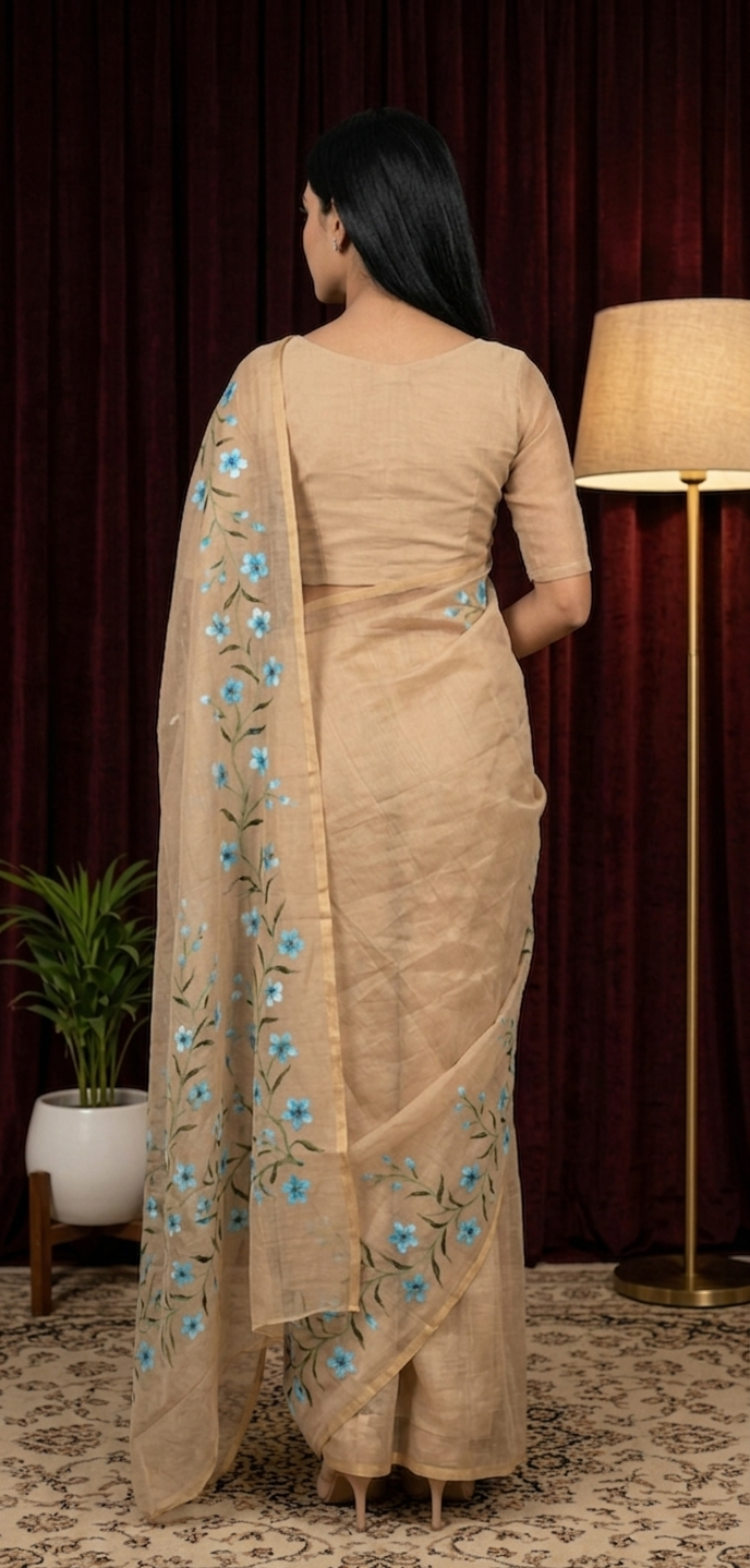 Kota Bluebell Beige Saree