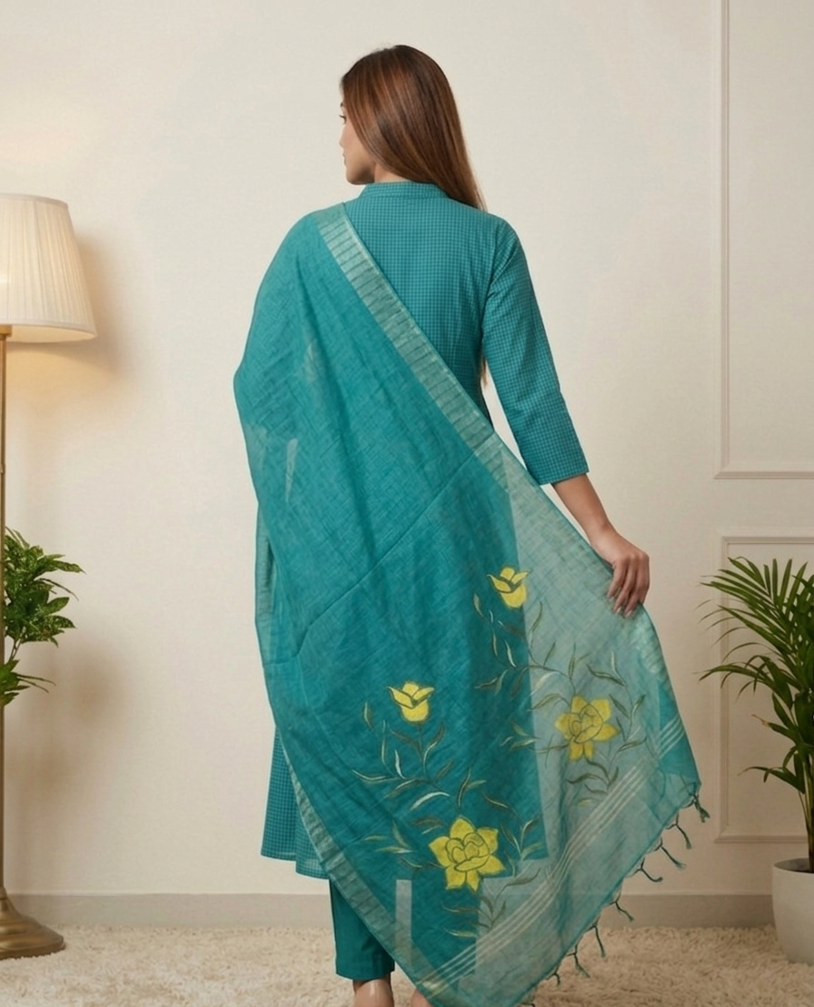 Aqua Peacock -(Unstitched Suit)