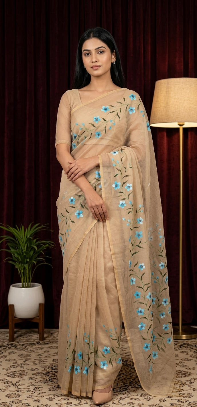 Kota Bluebell Beige Saree