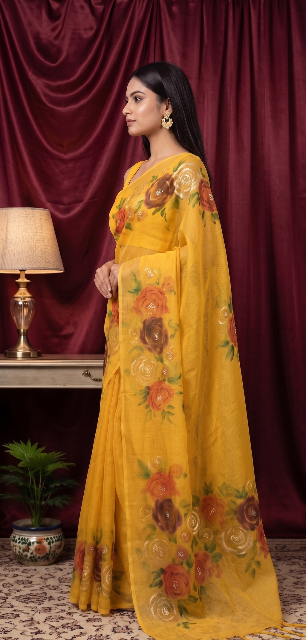 Ambar Yellow Kota Saree