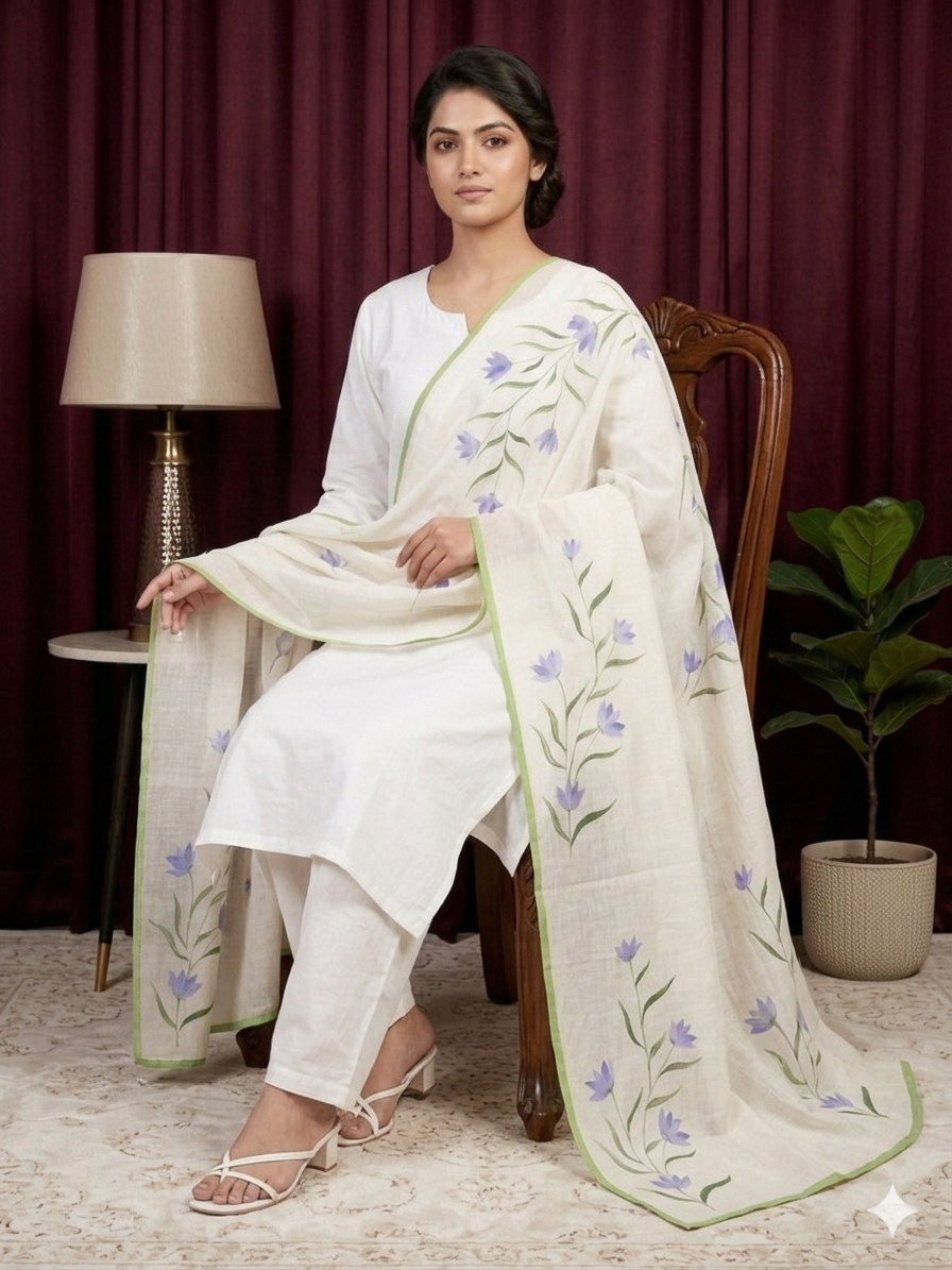 Lavender Bloom Cotton Dupatta