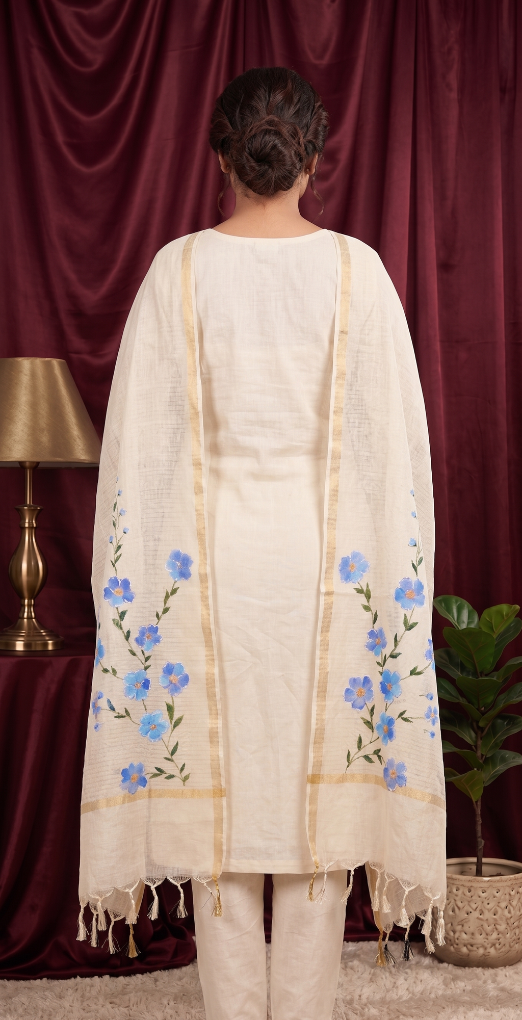 Moonlight Floral Chanderi Dupatta