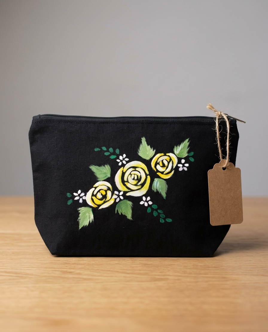 Black- Noir Hand painted pouches