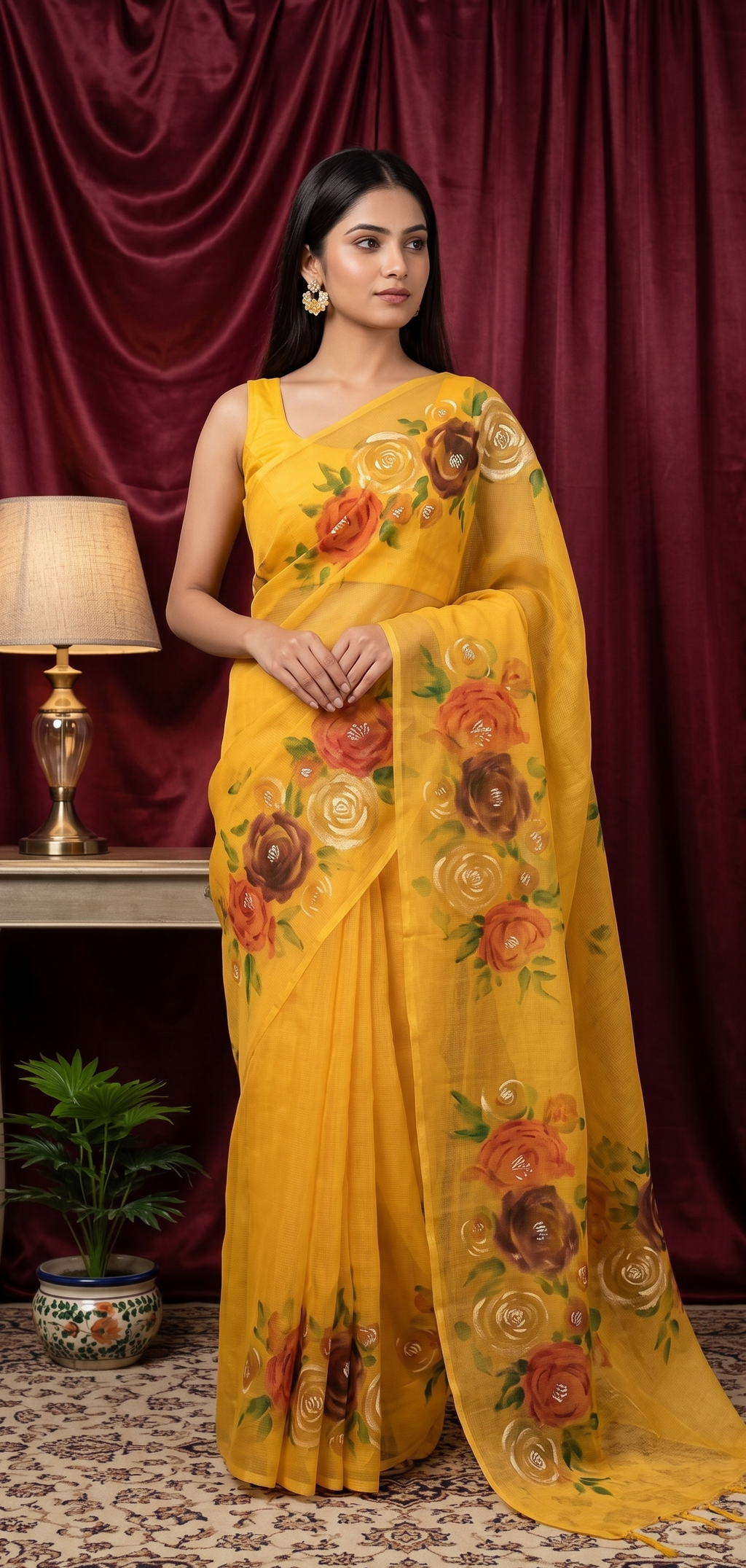 Ambar Yellow Kota Saree