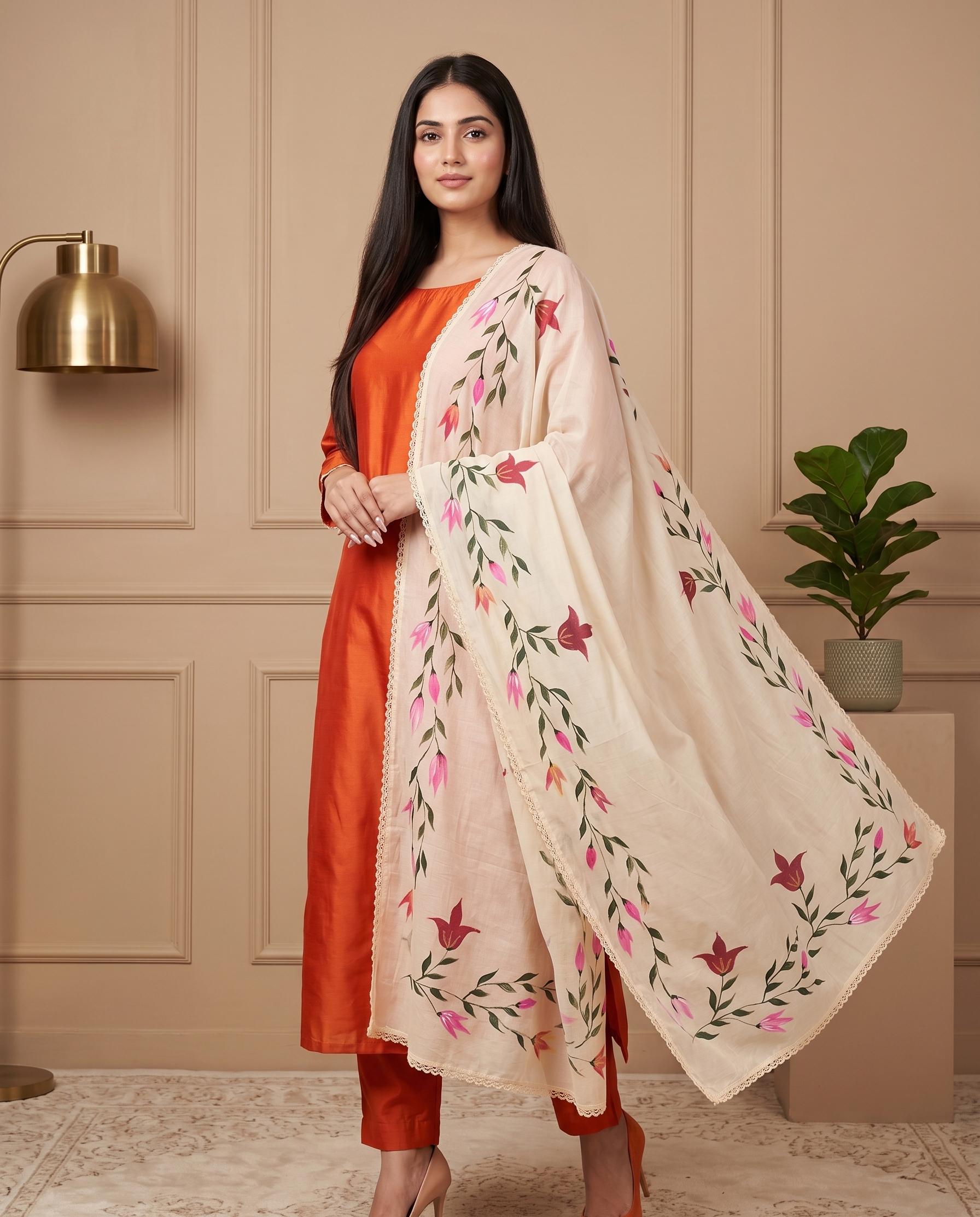 Sunset Bloom  Hand-paint kurta set (Unstitched)