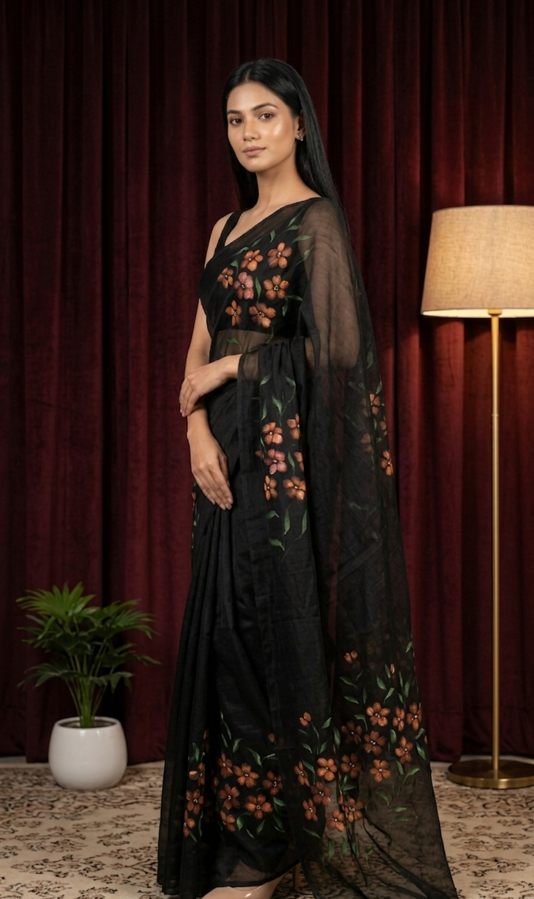Royal Shine Black Kota Saree