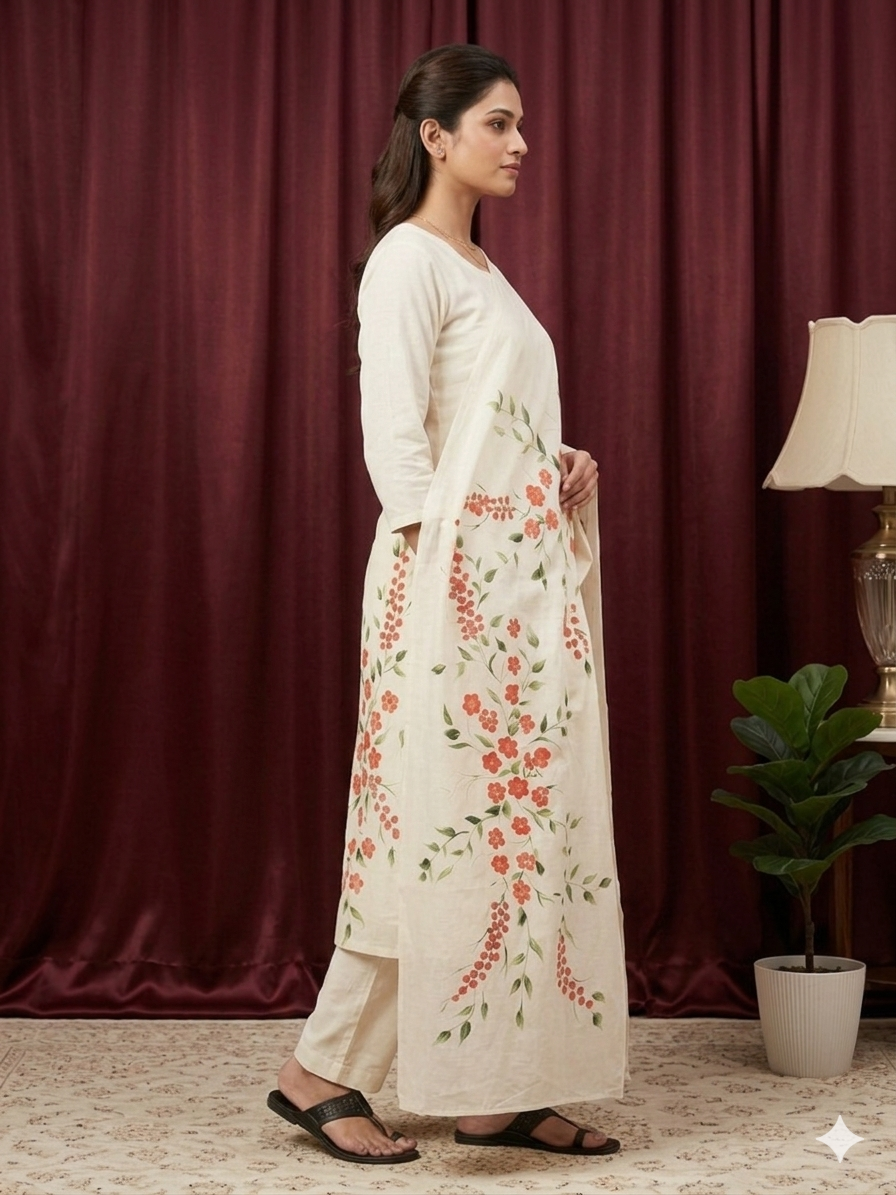Ruby Petal Cotton Dupatta