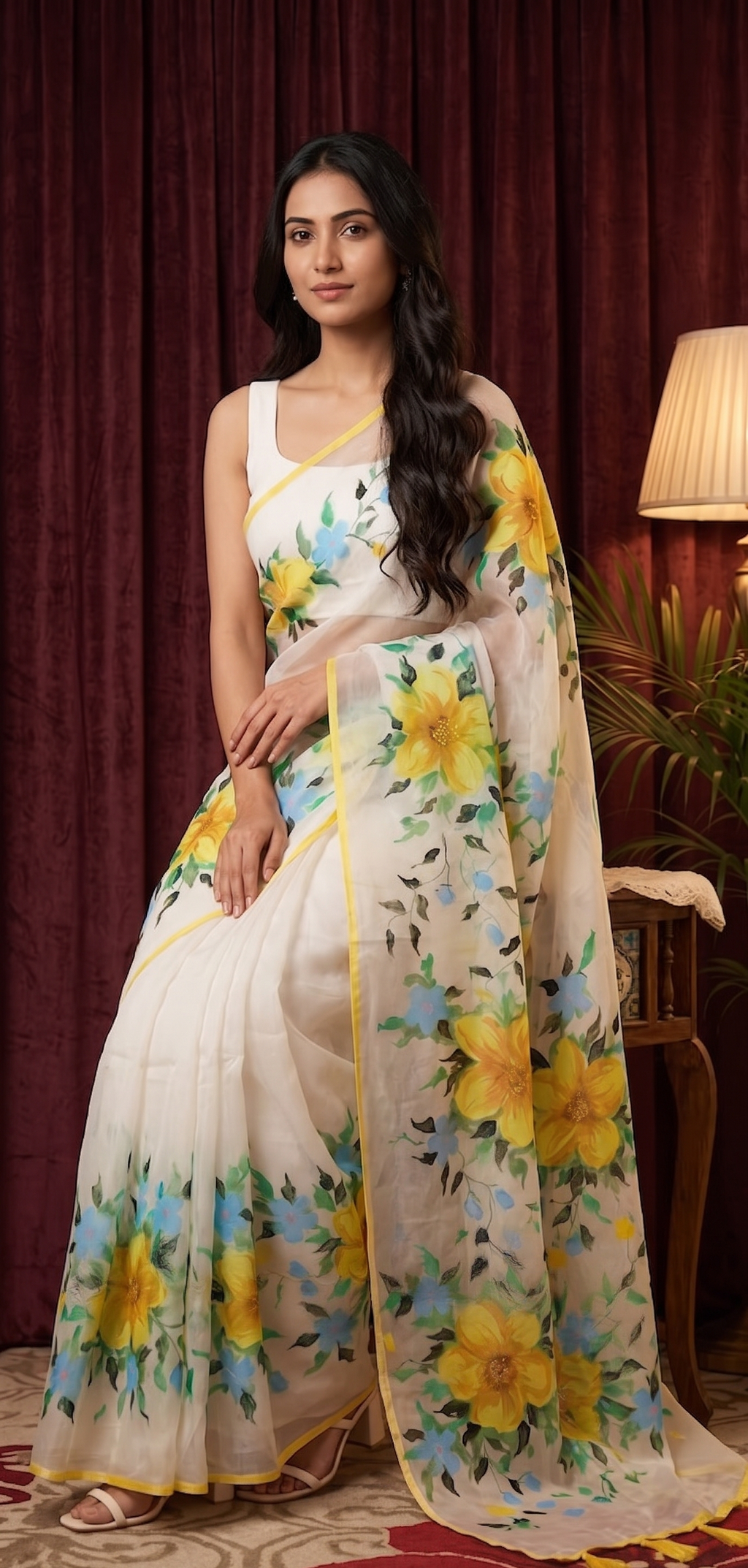 Pastel Floral Georgette Saree