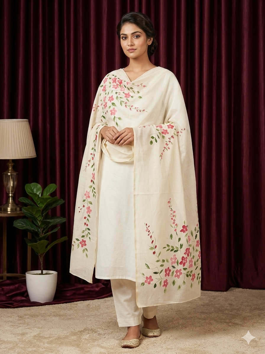 Ruby Bloom Cotton Dupatta