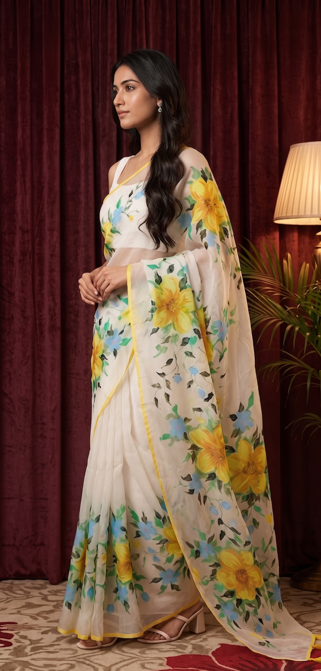 Pastel Floral Georgette Saree