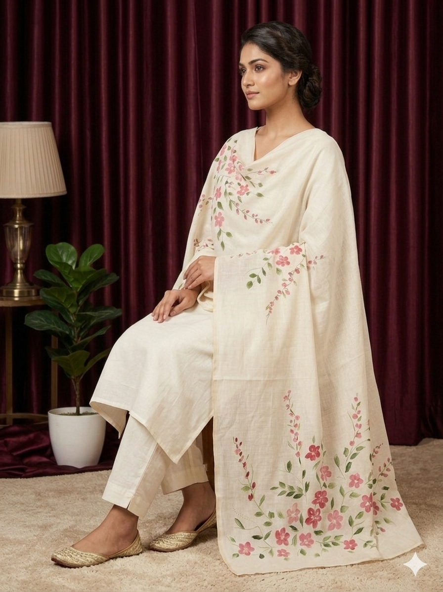 Ruby Bloom Cotton Dupatta