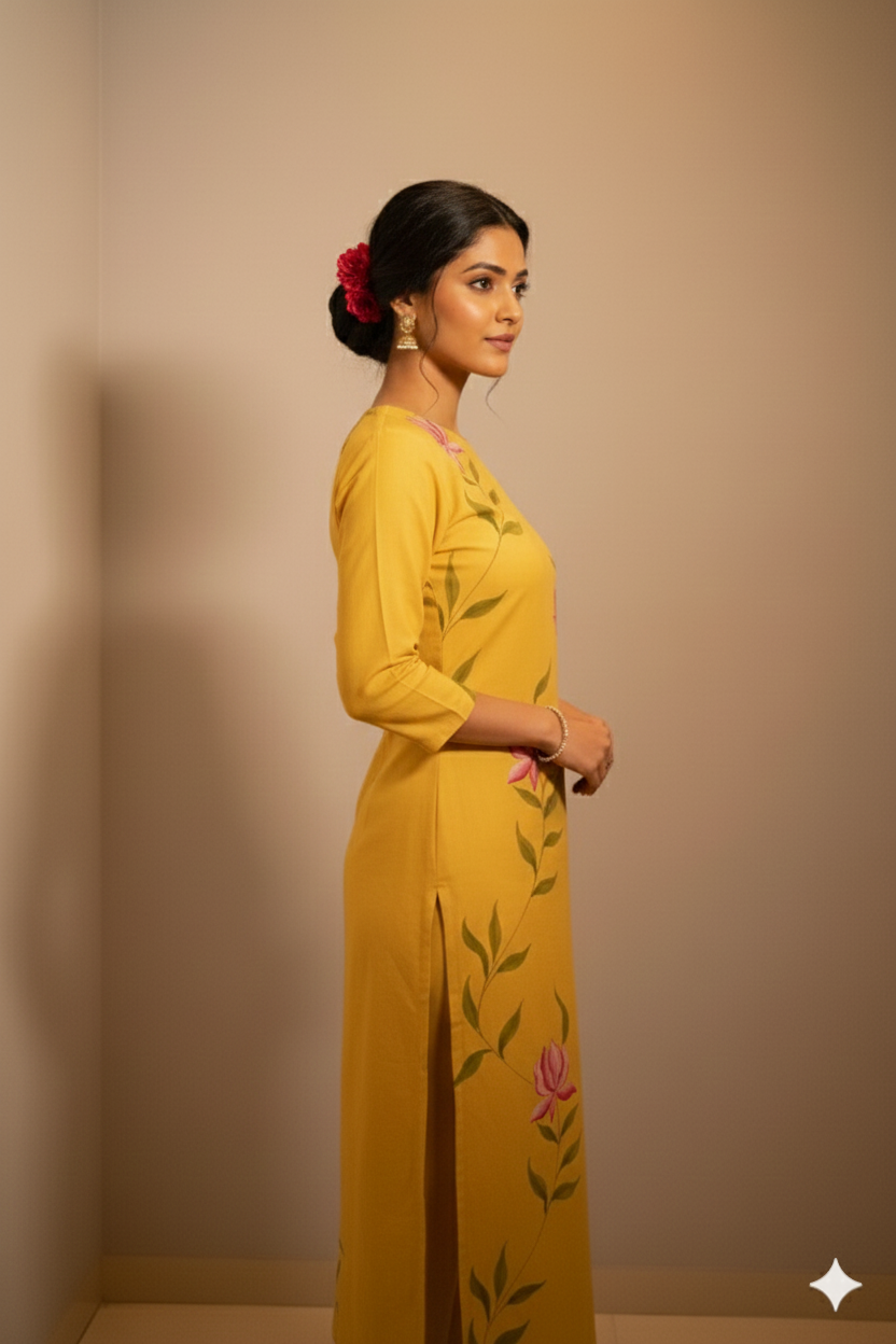 Cotton Yellow Kurti
