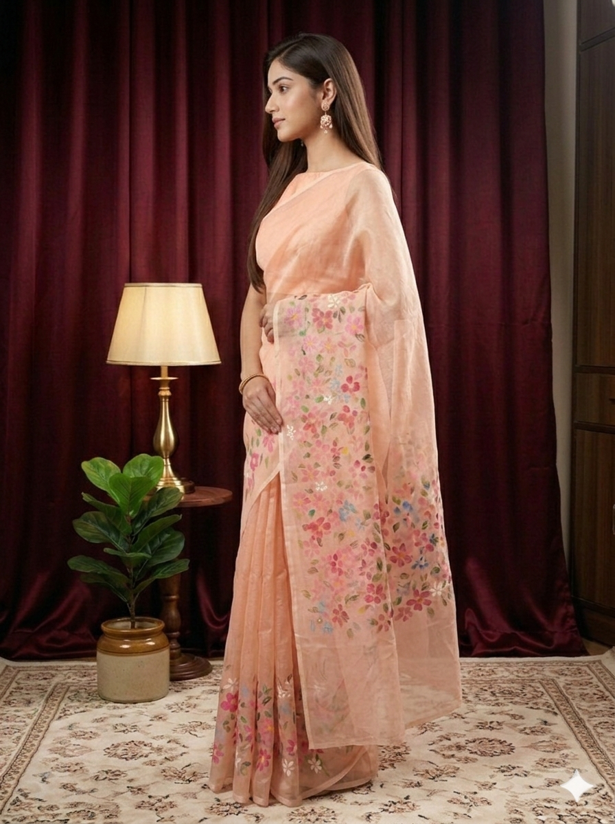 Peach Color Kota Saree