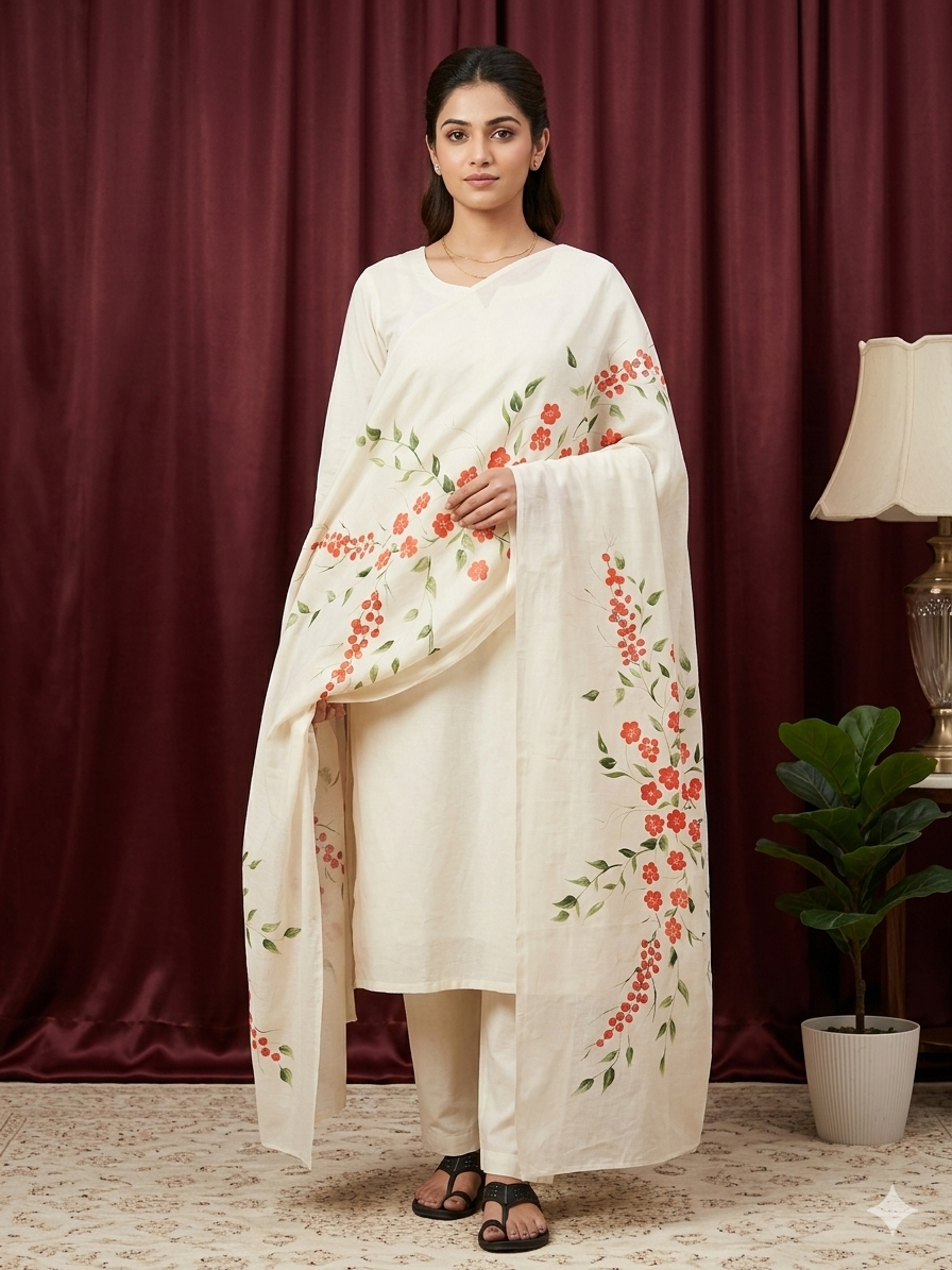 Ruby Petal Cotton Dupatta