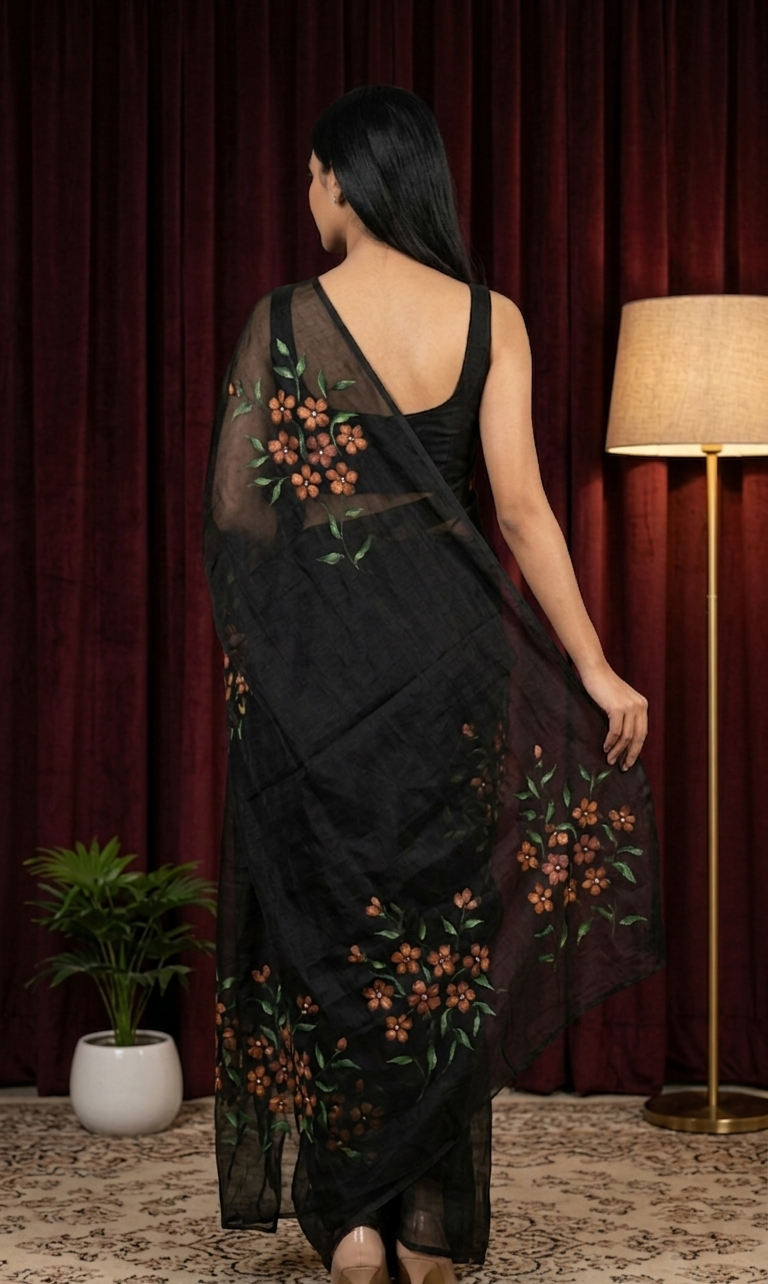 Royal Shine Black Kota Saree