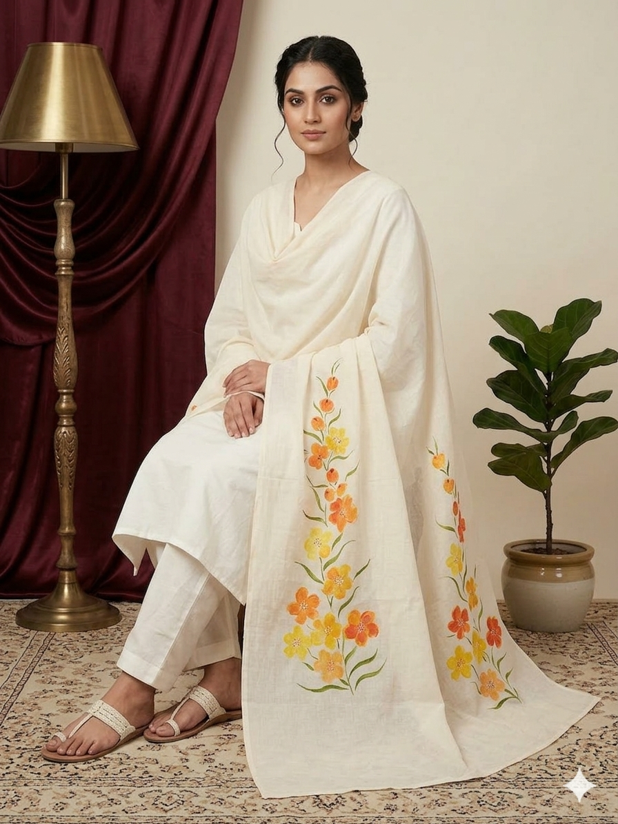 Sunny Blossom Cotton Dupatta