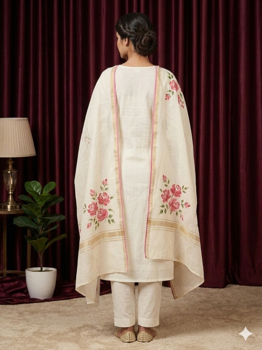 Rose Petal Cotton Dupatta