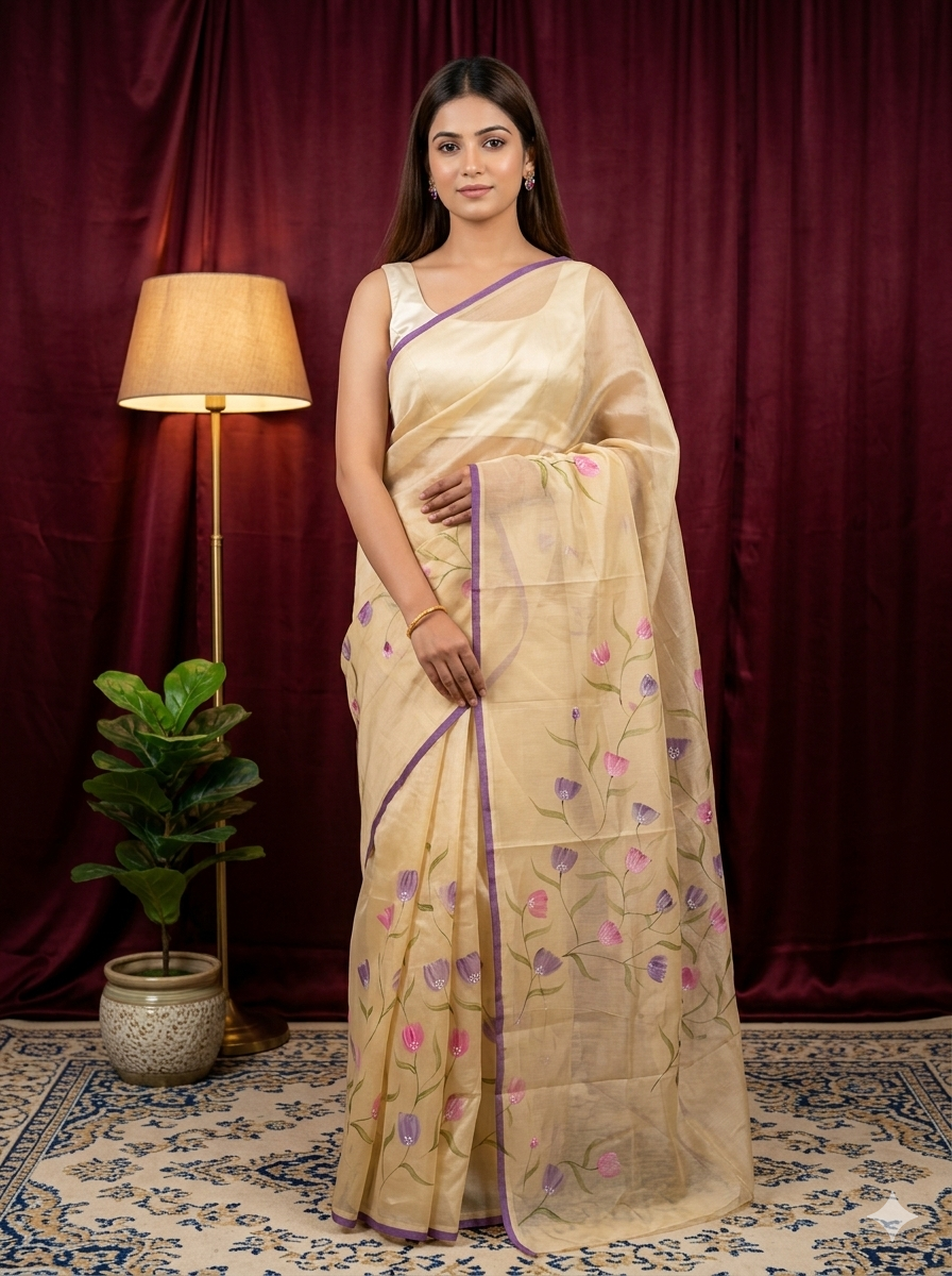 Sand Dune Elegance – Beige Kota Saree